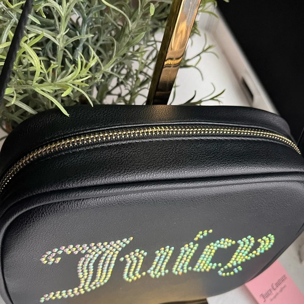 Juicy Couture Obsession Camera Crossbody Bag Black Rhinestone NWT